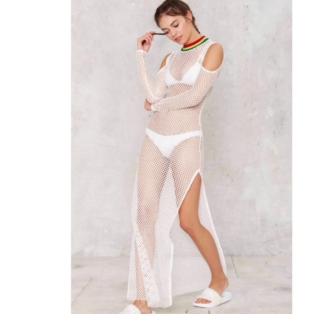Jaded London, Dolls Kill Babylon, white mesh cold shoulder dress
